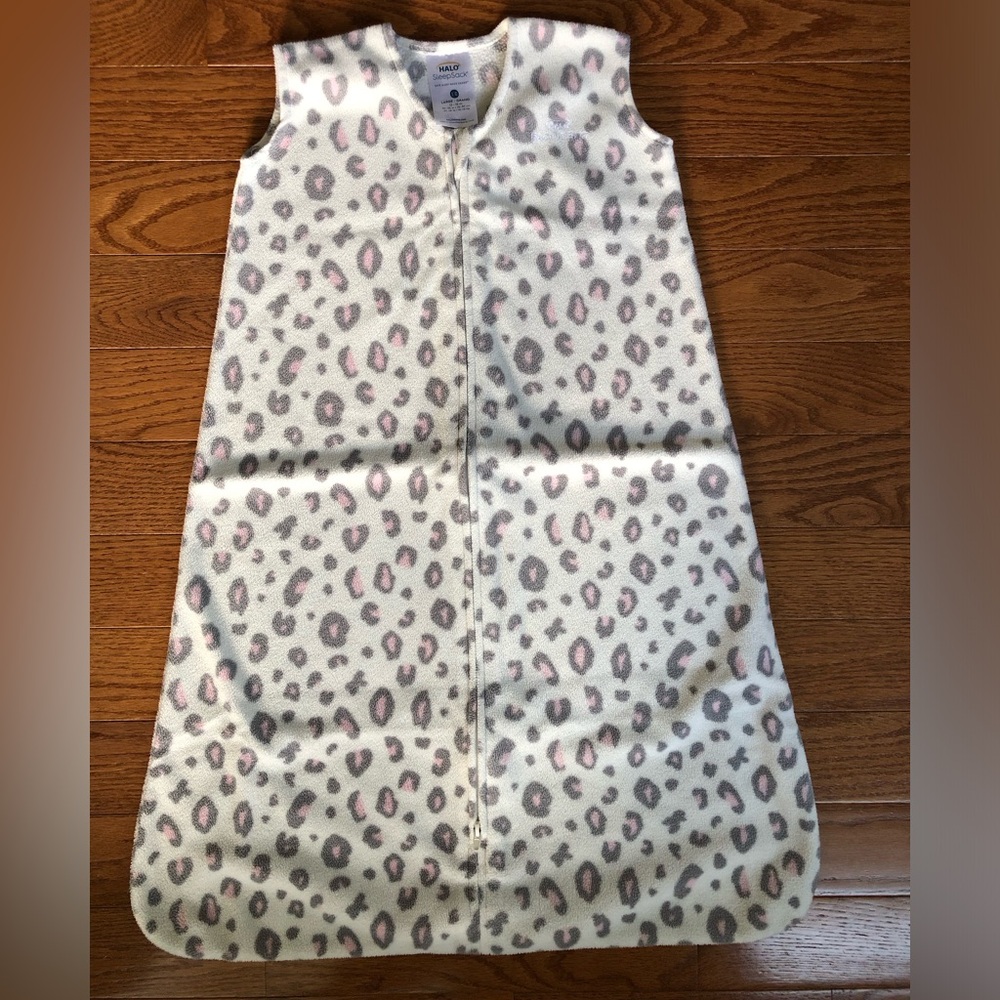 Halo Micro-Fleece SleepSack- Grey & Pink Cheetah- size Large